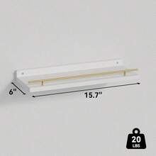 Oaoleer 3PCS Estantes flotantes con barandide Metal de oro, estantes para la decoración de la pared, estantes de pared para el dormitorio, cuarto de baño, cocina, sala de estar, plantas, marcos de fotos - Multicolor - Ver 8