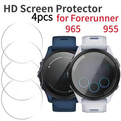 4 Peças Protetor de Tela de Vidro Temperado 9H, Ultra Fino, Alta Definição, Resistente a Arranhões para Garmin Forerunner 965/955, Fácil de Instalar