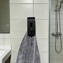 Auto-Locking Towel Hanger, Minimalist Invisible Wall Mounted Adhesive Hook, High Load-Bearing Bathroom Hanger Damage-Free - Black - View 3