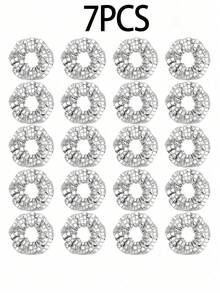 2pcs/5pcs/7pcs Shiny Metallic Sequin Disco Ball Hair Scrunchies, Shiny Silver Elastic Hair Ties Ponytail Holders, Suitable For Women Girls Retro Disco Party Gifts Hair Accessories - Multicolor - View 6