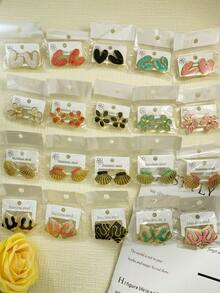 福袋 - 色彩缤纷的精致贝壳耳环，滴油几何心形耳环，耐用珐琅彩色耳环，百搭个性耳环，适合女性佩戴，可用于婚礼、派对、嘉年华、圣诞节、情人节、母亲节等场合，也适合日常佩戴和聚会。 - 彩色 - 查看 2