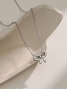 VJS 1pc Minimalist Bow Tie Necklace, Fashion Jewelry For Women - Necklace - View 6