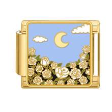 1件装花卉系列模块化手链，包含花朵元素，可DIY互换设计，都市休闲风格，圣诞节和万圣节必备单品，秋季色调，本土风情，实用时尚，充满圣诞氛围，魅力十足，不锈钢材质，圣诞装饰，秋季办公室穿搭，派对穿搭指南，圣诞礼物，圣诞家居装饰，优雅黑色风格