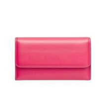 Saffiano Leather Flap Wallet Flip Long PU Wallet Male Female Couple - 玫紅色 - 查看 4