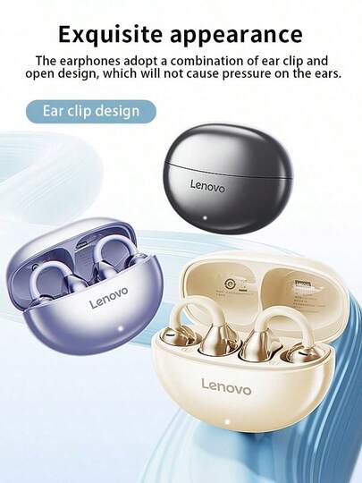  Lenovo TA410 Open-Ear Bluetooth Headphones, Ear-Clip Design, Bone Conduction Technology, Comfortable Fit, Bluetooth 5.4, Suitable For Sports & Running, Call Noise Cancellation, Compatible With Apple And Android Devices