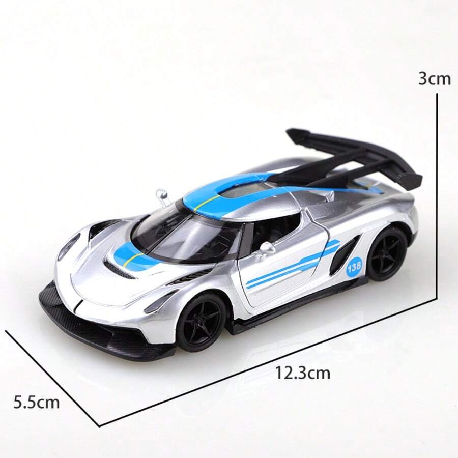 1 pieza (en bolsa) Juguete de superdeportivo a escala 1/36 de dos tonos para niños, con un vehículo de juguete de aleación de zinc con colores contrastantes geniales. Un juguete de coche de carreras/superdeportivo, coche de juguete de aleación fundida de alta calidad, con mecanismo de retroceso y puertas laterales que se abren. Adecuado para niños a partir de 3 años. Un solo coche de juguete de aleación, perfecto para regalos de vacaciones, colecciones de juguetes, regalos de cumpleaños y otros coches de juguete exquisitos. - Plata - Plateado - Ver 1