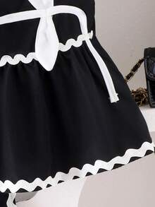 2pcs Baby Girls Elegant Black Camisole Top + Pants Set, Summer Outfit - Black - View 4