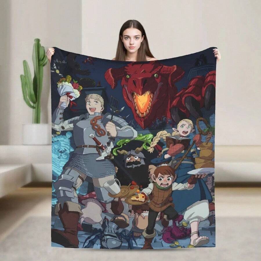 Mantas cálidas Ren Airplane Travel Dungeon Meshi Senshi Anime Manta de tiro Manta de franela para sofá de exterior, cama, cubierta (5).Jpg - Blanco - Ver 1