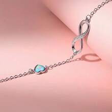 1件银色无限爱心手链，镶嵌高碳钻石，蓝红色，女士款，情人节珠宝礼物 - 澳寶8字手鍊 - 查看 3