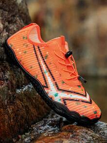 L.S.W.P Męskie buty do wody typu amfibia, szybkoschnące buty outdoorowe z grubą podeszwą odporną na przecięcia, odpowiednie do surfowania, nurkowania, na plażę, wędrówek po strumieniach, wspinaczki górskiej i ćwiczeń fitness w pomieszczeniach, takich jak joga, bieżnia, aerobik, skakanka - Pomarańczowy - Zobacz 10