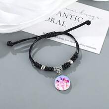 1pc New Witch Hunting Bracelet, Handmade Woven Fashion Bracelet With Time Gem, Black Wristband Accessory - Multicolor - View 5