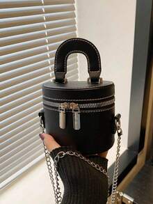 2025 New Arrival Wholesale Minimalist Chic Makeup Case Bag, Mini Lipstick Pouch & Shoulder/Crossbody Bag For Women - Black - View 2