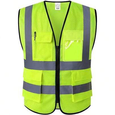 Reflective Vest Men Women High Visibility Class 2 Vest With Pockets Meets ANSI Standards