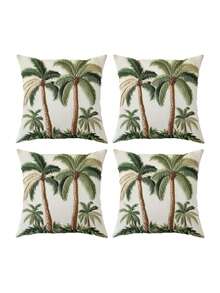 1/2/4Pcs Green Coconut Tree Printed Pillowcase Featuring Nordic Light Luxury Digital Printing And Craftsmanship, Perfect For Hotel And Guesthouse Decor - Multicolor - View 8