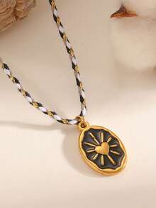 女士波西米亚风心形项链，配太阳吊坠，高端金色珠宝配饰 - 愛心吊墜項鍊 - 查看 5