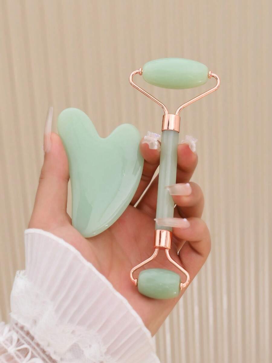 1pc/Set Heart-Shaped Dual Head Roller Massage Set For Eyes And Face, Facial Massage Beauty Tool - Multicolor - View 1