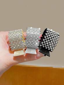 3个水钻高马尾发圈夹，女士发饰，2026新款闪亮波西米亚金属爪，适合春、夏、秋、冬四季佩戴 - 彩色 - 查看 6