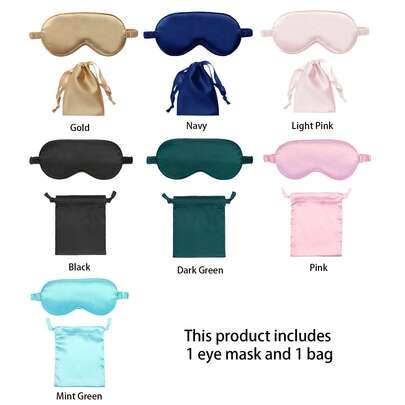 1pc/2pcs Silk Sleep Eye Mask With Storage Bag, Blackout Eye Mask With Elastic Strap Suitable For Sleeping, Travel And Nap, Great Gift