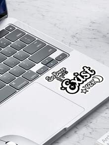 1pc Black & White Text Sticker - Fashionable And Fun Sticker, Perfect For Adding Unique Style To Your Water Bottle, Helmet Or Notebook! - Multicolor - View 2