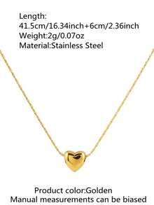 VceTd 1 chiếc dây chuyền mặt hình trái tim nhỏ bằng thép không gỉ, lãng mạn và dễ thương, phù hợp cho phụ nữ sử dụng hàng ngày, đi làm, dự tiệc, đám cưới, làm quà tặng cho người thân yêu. - Vàng - Xem 2