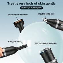 500mAh USB充电式电动鼻毛耳毛修剪器，男女通用，无痛去除鼻毛和眉毛 - 黑 - 查看 7