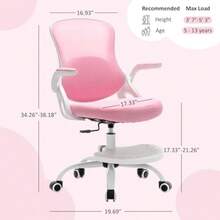 Silla de computadora para niños silla de estudio ergonómica con altura ajustable silla de computadora giratoria de malla con ruedas silla de oficina en casa para niños en el recámara del hogar - Rosado - Ver 2