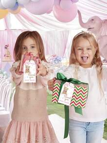 50个/包 带绳感谢卡，生日派对礼物，派对庆典装饰礼品标签 - 彩色 - 查看 3