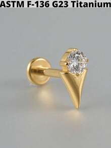 1件装 Cz 小鹿 G23 纯钛耳骨钉 16G 内螺纹锆石花朵耳廓耳屏穿刺饰品 - 如圖 - 查看 23