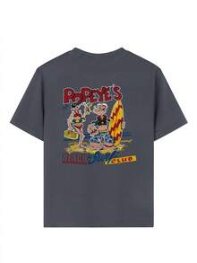 Popeye 【大力水手联名款】男童休闲印花圆领短袖T恤，夏季学生青少年服装 - 一件引人注目的T恤，为每个孩子带来欢乐和幸福！ - 深灰色 - 查看 8