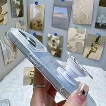 梦幻心形镜面支架,兼容 16 Pro Max、14 Pro、新款 12、Luxury Feather 11、Niche 13 Pro、女士款 14、Galaxy A56 5G、Infinix Smart 8、Infinix Hot 40i、Spark 20、Spark 20C、Spark Go 2024、Redmi Note 14 5G、Moto E22/E22i、OPPO A54、S25、S24、S20、S21、S23,创意防震全包手机壳 - 銀色 - 查看 5