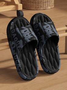 夏用メンズサンダル デザイナープリント カジュアル ユニセックス 快適 ソフトEVA ビーチサンダル、中国風、大きいサイズ48-49 - ブラック - チェックする 5