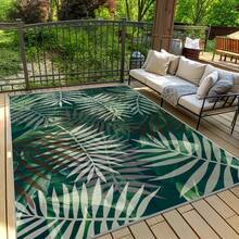 现代风格，热带植物，绿色树叶图案地毯。波西米亚风格。客厅地毯。菱形天鹅绒长方形低绒地毯，压纹细节，装饰性地毯，适用于客厅、卧室及四季家居装饰。柔软，易于打理，可机洗。 - 彩色 - 查看 11