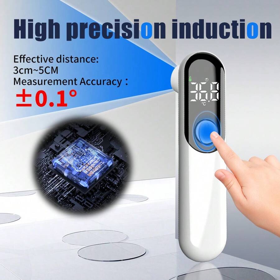 Pulsovital Termómetro Infrarrojo Sin Contacto de Alta Precisión, Pantalla LED Clara, Medición Rápida en 1 Segundo para Frente, Oreja y Cuerpo, Ideal para Bebés, Adultos y Uso Familiar, Color Blanco - Blanco - Ver 1
