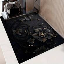 1pc 3D Flower Pattern Absorbent Drying Mat, Kitchen Decor Coffee Machine Mat, Handmade Coffee Pot Draining Pad, Kitchen Floor Mat, Dining Table Mat, Kitchen Counter Dish Drying Mat, Breakfast Mat, Anti-Slip Heat Resistant Draining Mat, Diatomite Draining Mat, Hides Stains, Super Absorbent Kitchen Mat, Easy To Clean Dish Rack Mat, Suitable For Kitchen, Dining Table, Cafe, Bar, Holidays, Parties, Home Decor, Holiday Gifts - Multicolor - View 9