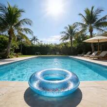 1pc Transparent Sequin Swimming Ring, Adult Transparent Inflatable Cute Underarm Thick Circle Large Buoyancy Swim Ring