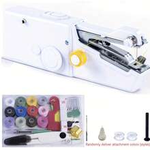 CS-101B 便携式手持电动缝纫机,适用于DIY缝纫、布料、服装、旅行、家庭使用,USB或AA电池供电,易于使用,是初学者的理想之选,尺寸小巧,8.2英寸×2.7英寸×1.2英寸。(注:仅适用于轻薄面料/配件,颜色随机) - 白色 - 查看 17
