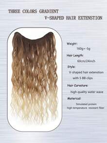 24-Inch Mixed Brown & Gold Synthetic Hair Extensions With BB Clips, 5 Clips Included, Suitable For Women, Heat Resistant Protein Fiber High-Quality Clip-In Hair Extensions - Multicolor - View 4