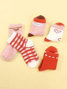10 Pairs/5 Pairs Kids Socks, Heart Design, Minimalist Versatile Children Socks, Back To School, Campus Student Socks - Multicolor - View 4