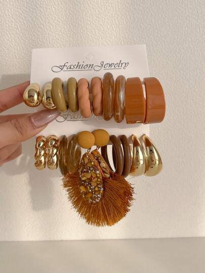 1-5对随机亚克力水滴流苏复古Y2K街头风夸张时尚耳环套装，盲盒组合，女士礼物，母亲节，情人节，圣诞节，新年，日常佩戴