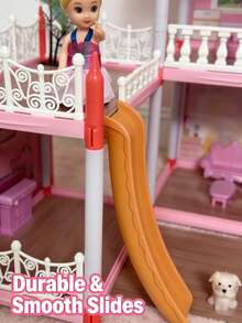 DIY Villa Dollhouse Playset: Assembled Castle With Terraces, Furniture & Accessories - Educational Puzzle Kit For Imaginative Play & Early Development, Perfect Children's Day Best Gift For Boys & Girls - 粉色 - 查看 4