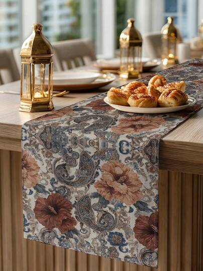 1pc Bohemian Pattern Table Runner, Boho Home Decor Table Runner, Islamic Home Decor, 1pc Table Runner, 4pcs Placemats, 1pc Cushion Cover, 3 Products Available, Home Decor Indoor/Outdoor Party Supplies, Room Decoration. Suitable For Bohemian Home Kitchen Decor And Event Party Decoration