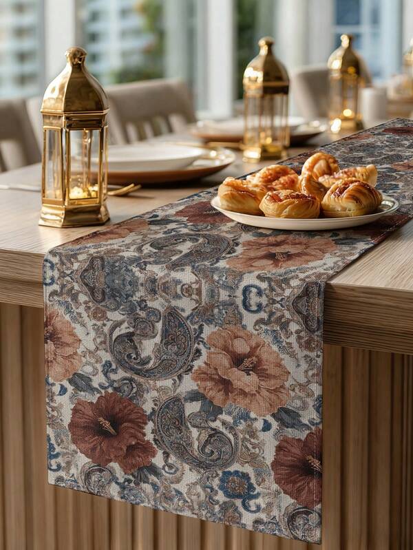 1pc Bohemian Pattern Table Runner, Boho Home Decor Table Runner, Islamic Home Decor, 1pc Table Runner, 4pcs Placemats, 1pc Cushion Cover, 3 Products Available, Home Decor Indoor/Outdoor Party Supplies, Room Decoration. Suitable For Bohemian Home Kitchen Decor And Event Party Decoration