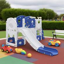 Slides, Freestanding Slides Suitable For Indoor And Outdoor Use, Including Long Slides, Ladders And Passage Slides; Garden Slides (Extra-Large Set). - 寶藍色 - 查看 2