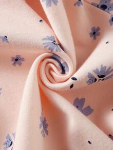 Baby Girls Indoor & Outdoor Jumpsuit, Girls' Long Sleeve Jumpsuit, Comfortable Casual Round Neck Button , Ditsy Floral, Suitable For 1-12 Months, Spring/Summer/Autumn/Winter - Baby Pink - View 8