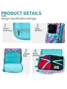 BLING BABIES Children's Suitcase, With Wheels, Sequin Material, Double Green Cute Puppy Pattern, With Glow-In-The-Dark Function, Elementary School Carry-On Suitcase, Suitable For Weekend Vacation, Travel - Green - View 6