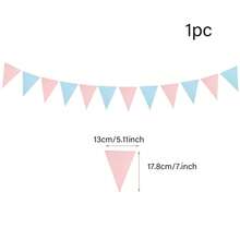 1/3/5个装性别揭晓三角旗横幅，浅蓝色和粉色纸质三角旗，悬挂装饰，适用于婴儿派对（男孩或女孩）性别揭晓派对背景、生日派对、婴儿房装饰 - 彩色 - 查看 3