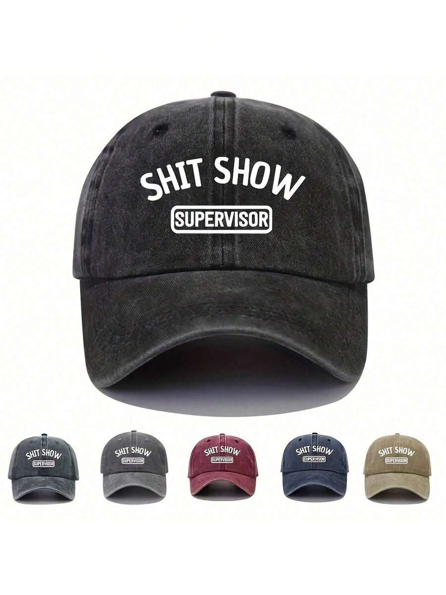 1 Unisex Y2K Style Printed Letter "Shitshow" Baseball Cap, Suitable For Outdoor Sports And Daily Commuting - 卡其色 1 - 查看 1