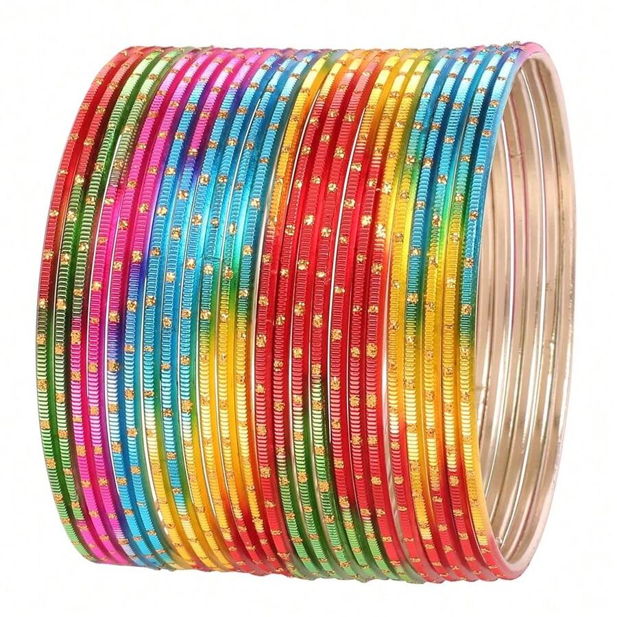 Bollywood Pretty Fashion Golden Dots Gorgeous Vintage Textured Color Attractive Designer Jewelry Bangle Bracelets For Women. - Nhiều màu - Xem 1