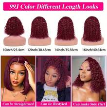 34 Inch 99J Burgundy Deep Wave 13x4 Lace Front Wigs Human Hair 200% Density Lace Frontal Wigs Blended Human Hair Pre Plucked 99j Burgundy Deep Curly Wave HD Lace Front Wigs For Women - SBUG - View 6