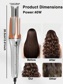1pc Automatic Curling Iron, One-Key Rotating Curler, Anti-Scald Design, Quick Styling, Convenient For Travel - EU C Type Plug(220-240V) - View 11